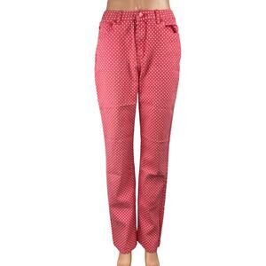 Diane Gilman Women's Pink POlka Dot High Waist Straight Denim Jeans Pants Sz 4T